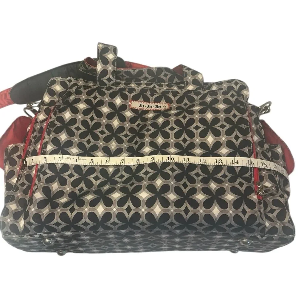 Diaper Bag Large Black Red Floral Travel Everyday JuJuBe Be Prepared Tote